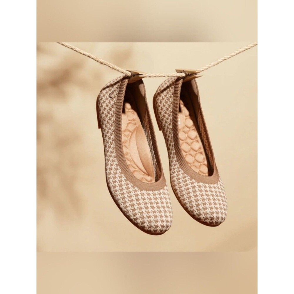 Vivaia Ballet Flats Round Toe Claire 42, 11 US Houndstooth Comfort Packable - Picture 4 of 9